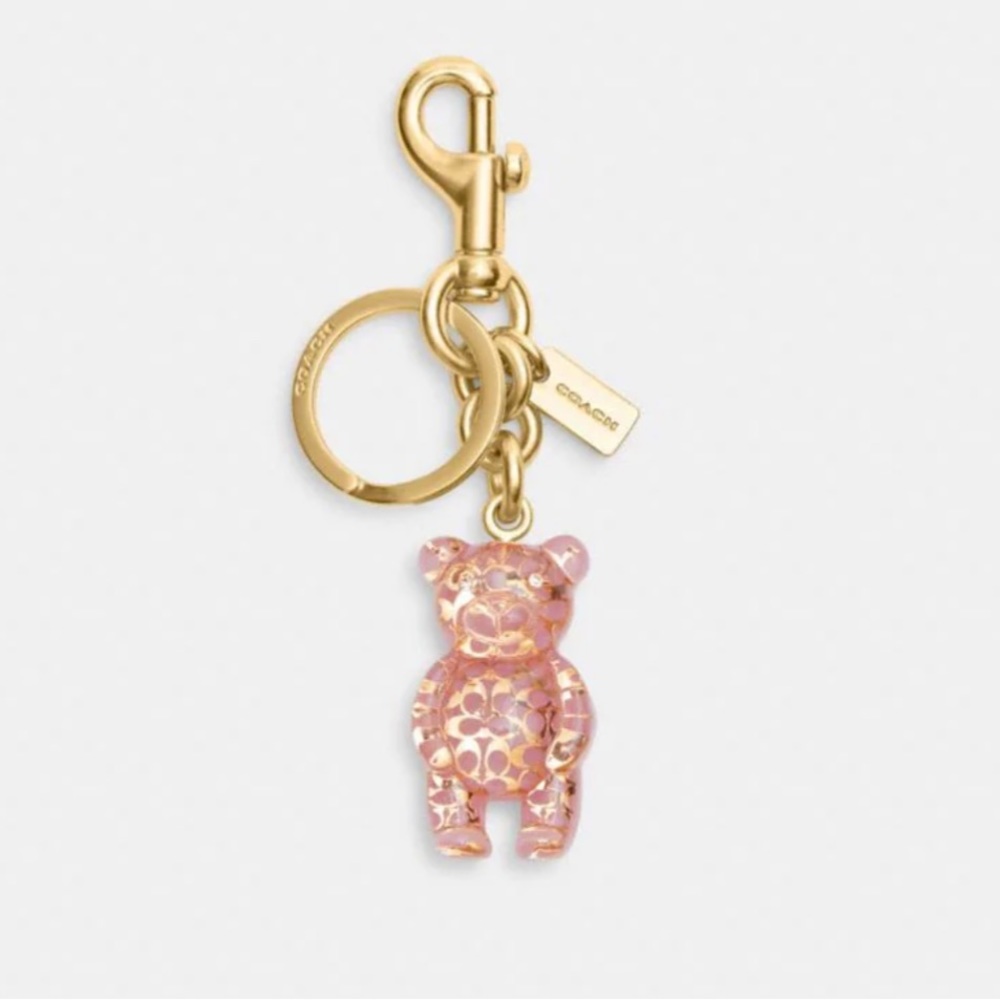 Coach Bear Bag Charm Pink/Gold